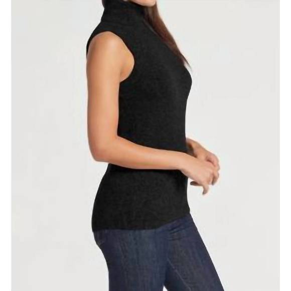 NEW ANATOMIE sleeveless cashmere turtleneck sweater in black - Picture 2 of 3
